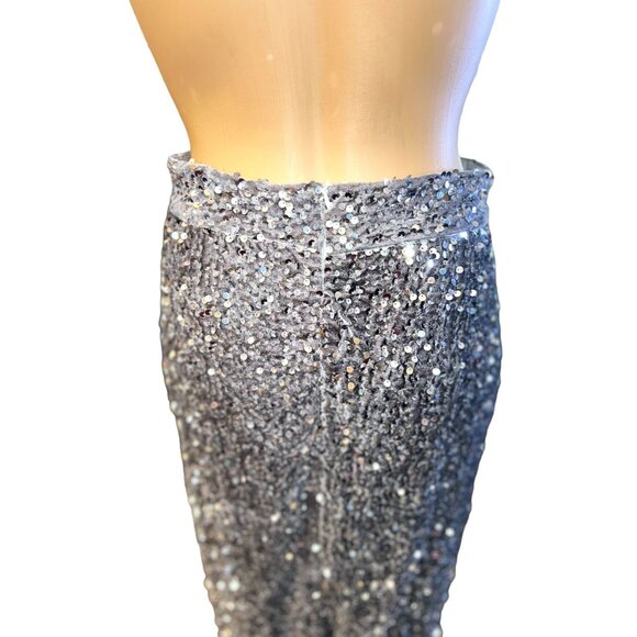 (5 for $25) Steel Gray Silver Sequin Pencil Skirt Size Medium - Picture 5 of 8